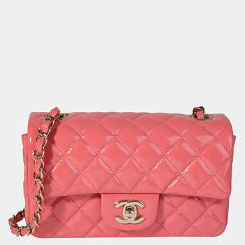 CHANEL Quilted Patent Leather Gloden-tone Classic Rectangular Mini Flap Bag