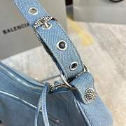 BALENCIAGA SMALL LE CAGOLE DENIM SHOULDER BAG - 6