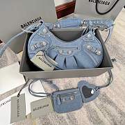 BALENCIAGA SMALL LE CAGOLE DENIM SHOULDER BAG - 5