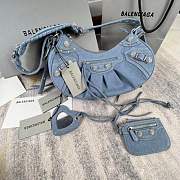 BALENCIAGA SMALL LE CAGOLE DENIM SHOULDER BAG - 4
