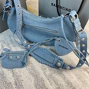 BALENCIAGA SMALL LE CAGOLE DENIM SHOULDER BAG - 2