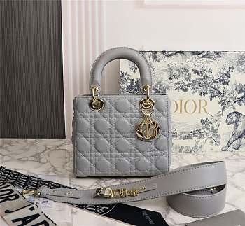 Dior Lady Ultramatte Cannage Calfskin My Abcdior Gray Shoulder Bag 