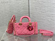 LADY D-JOY BAG Pink Cannage Denim - 1