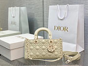 LADY D-JOY BAG White Cannage Calfskin with Diamond Motif - 6