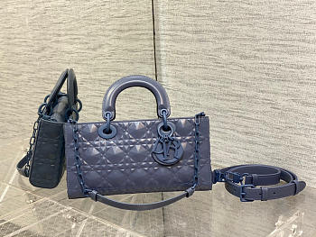 LADY D-JOY BAG Blue Cannage Calfskin with Diamond Motif