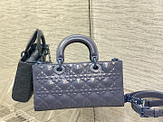 LADY D-JOY BAG Blue Cannage Calfskin with Diamond Motif - 2