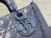LADY D-JOY BAG Blue Cannage Calfskin with Diamond Motif - 6