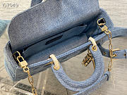 LADY D-JOY BAG Blue Cannage Calfskin with Diamond Motif - 3