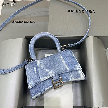 BALENCIAGA HOURGLASS SMALL TOP HANDLE BAG IN INDIGO