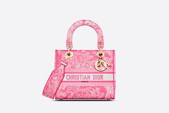 DIOR MEDIUM LADY D-LITE BAG Fluorescent Pink 