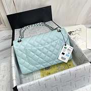 Caviar Quilted Medium Double Flap Light Blue - 5