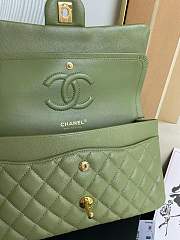 Chanel Classic Olive Green Caviar Leather Gold Chain Bag - 2