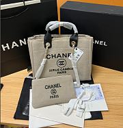 CHANEL Mixed Fibers Small Deauville Tote Beige Black - 1