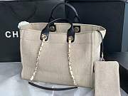 CHANEL Mixed Fibers Small Deauville Tote Beige Black - 5
