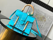 Goyard Saigon Top Handle Bag Coated Canvas with Leather PM Bule - 5