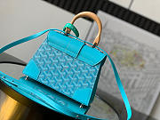 Goyard Saigon Top Handle Bag Coated Canvas with Leather PM Bule - 3