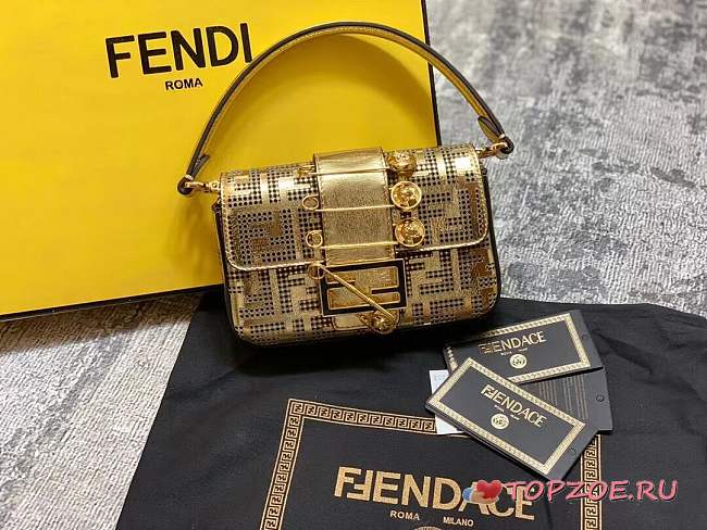 FENDI BROOCH MINI BAGUETTE REFURBISHED GOLD - 1