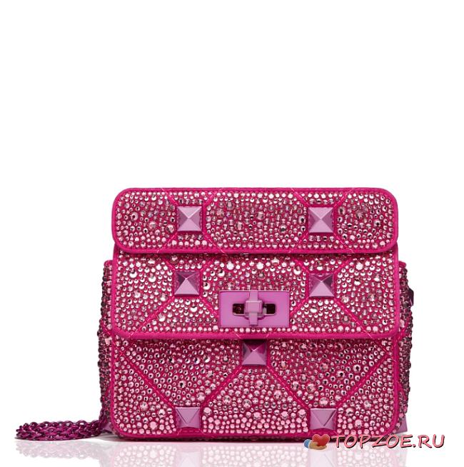 Valentino Roman Stud Small Leather Shoulder Bag Pink - 1