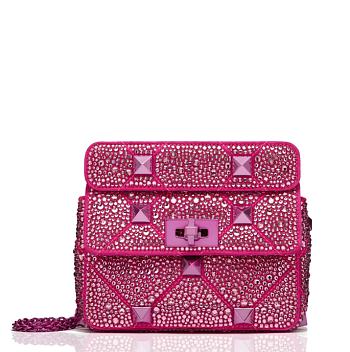 Valentino Roman Stud Small Leather Shoulder Bag Pink