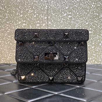 Valentino Roman Stud Small Leather Shoulder Bag Black