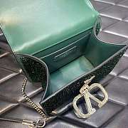 Valentino Small Vsling Shiny Calfskin Shoulder Bag With Crystal Embellishments Green - 4