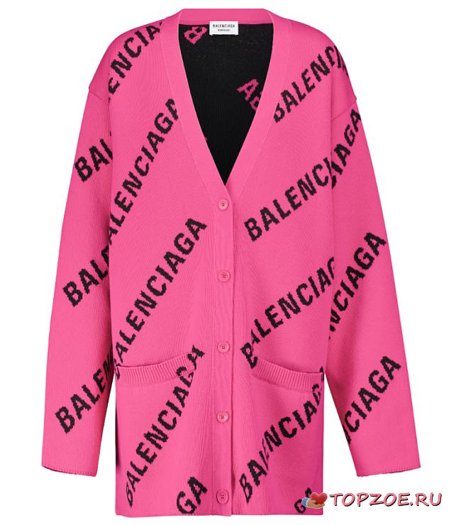 BALENCIAGA Logo cotton-blend cardigan pink - 1