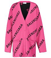 BALENCIAGA Logo cotton-blend cardigan pink - 1