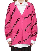 Balenciage Pink Allover Logo Cardigan - 1
