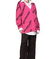 Balenciage Pink Allover Logo Cardigan - 2