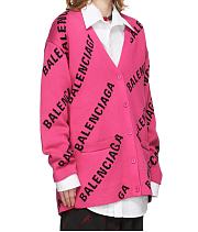 Balenciage Pink Allover Logo Cardigan - 4