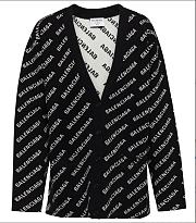BALENCIAGA Logo Jacquard Cotton-blend Cardigan Black - 1