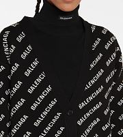 BALENCIAGA Logo Jacquard Cotton-blend Cardigan Black - 4