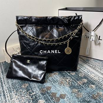 CHANEL 22 HANDBAG Shiny Calfskin Gold-Tone Metal Black