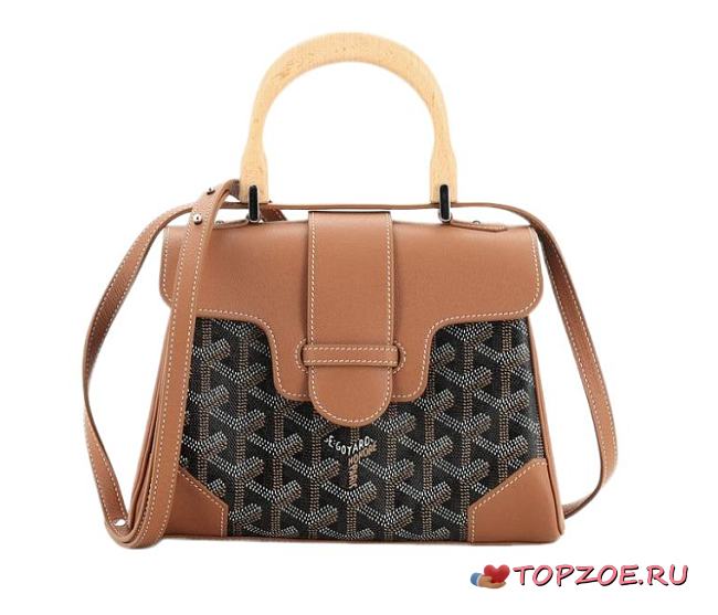 Goyard Saigon Top Handle Bag Coated Canvas with Leather Mini Brown - 1