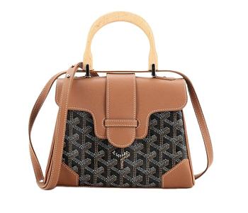 Goyard Saigon Top Handle Bag Coated Canvas with Leather Mini Brown