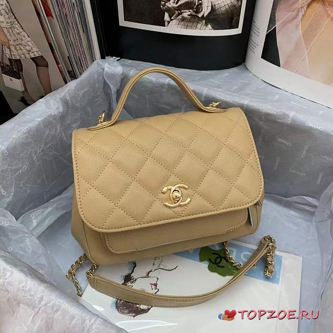 CHANEL MINI FLAP BAG WITH HANDLE BROWN 93749 SIZE 19 x 7 x 14 CM - 1