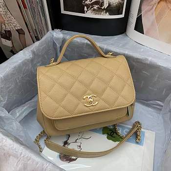 CHANEL MINI FLAP BAG WITH HANDLE BROWN 93749 SIZE 19 x 7 x 14 CM