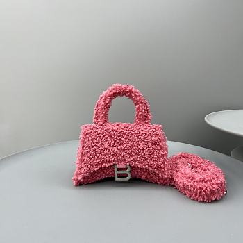 Balenciage Hourglass  Tote bag Pink LambsWool