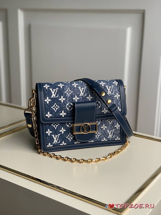 LV Dauphine Denim M59631 Navy Blue PM 20CM - 1
