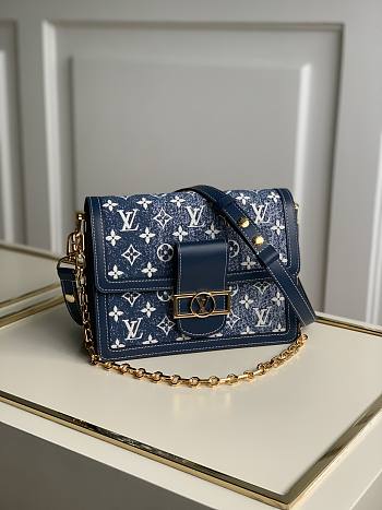 LV Dauphine Denim M59631 Navy Blue PM 20CM