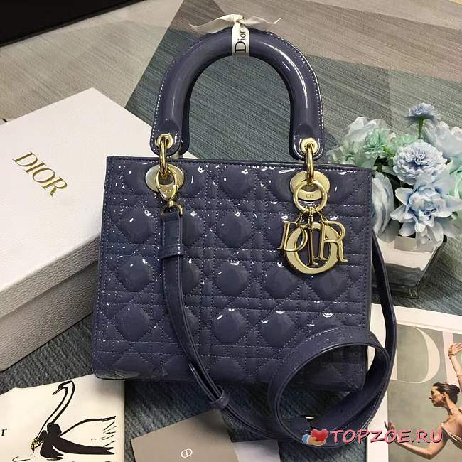 Dior Lady Handle  Bag Blue 24cm - 1