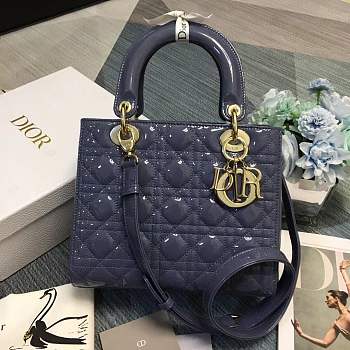Dior Lady Handle  Bag Blue 24cm