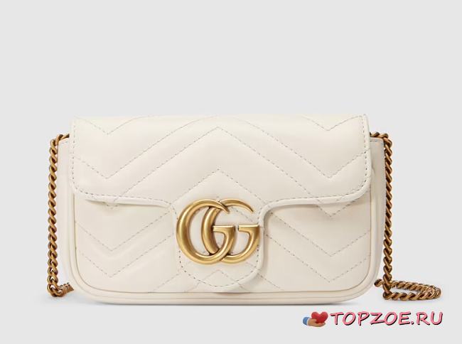 GUCCI GG MARMONT SUPER MINI BAG WHITE ‎476433 SIZE 16.5 X 10 X 5CM - 1
