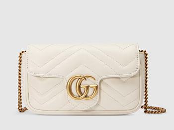 GUCCI GG MARMONT SUPER MINI BAG WHITE ‎476433 SIZE 16.5 X 10 X 5CM
