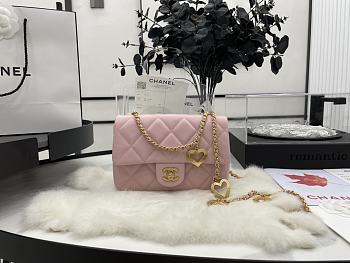 Chanel Flap Bag Pink Heart on chain