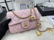 Chanel Flap Bag Pink Heart on chain - 5