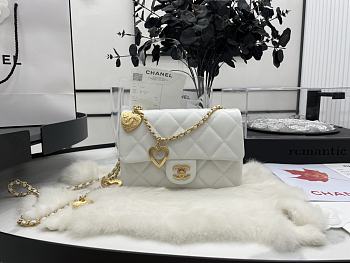 Chanel Flap Bag White Heart on chain
