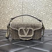 Valentino Garavani Locò Crystal-embellished Leather Shoulder Bag In Sliver - 1