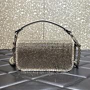 Valentino Garavani Locò Crystal-embellished Leather Shoulder Bag In Sliver - 3