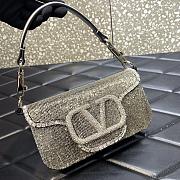 Valentino Garavani Locò Crystal-embellished Leather Shoulder Bag In Sliver - 4